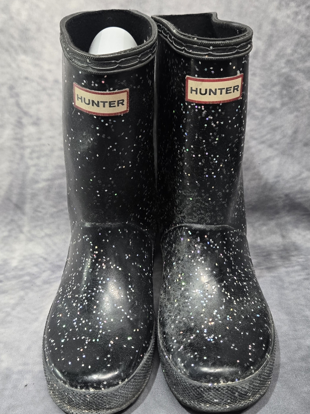 Hunter Black Glitter Mid-Calf Rain Boots